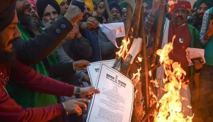 అగ్రి చట్టాలను మంటల్లో వేసి రైతుల ‘హోలీ కా దహన్‌’