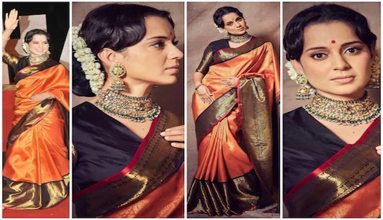 కంచి ప‌ట్టు చీర‌లో మెరిసిన తలైవీ కంగ‌నా