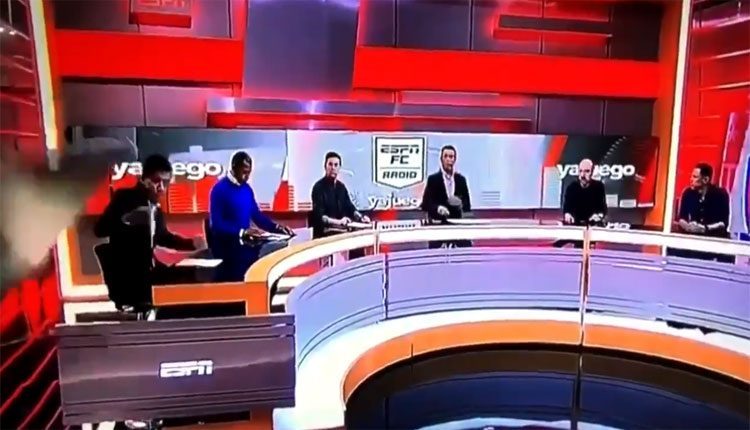 లైవ్‌లో ఉన్న యాంకర్‌పై పడిన టీవీ సెట్‌