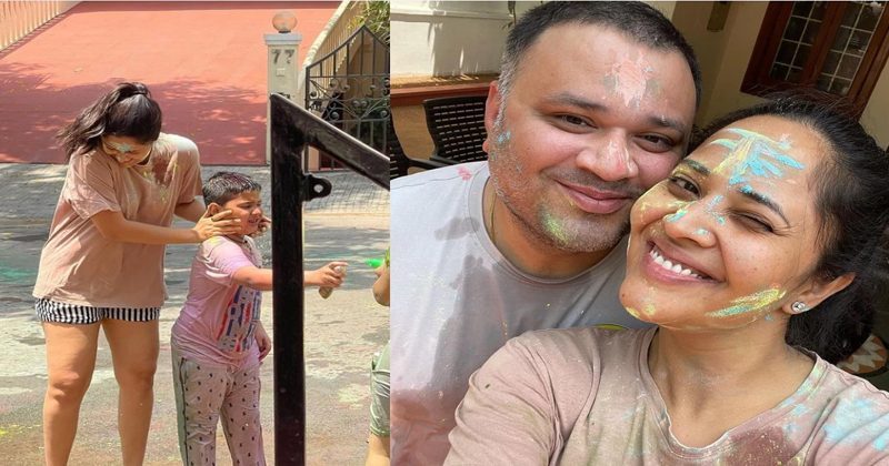 పొట్టి దుస్తుల‌లో అన‌సూయ హోలీ సంబురాలు