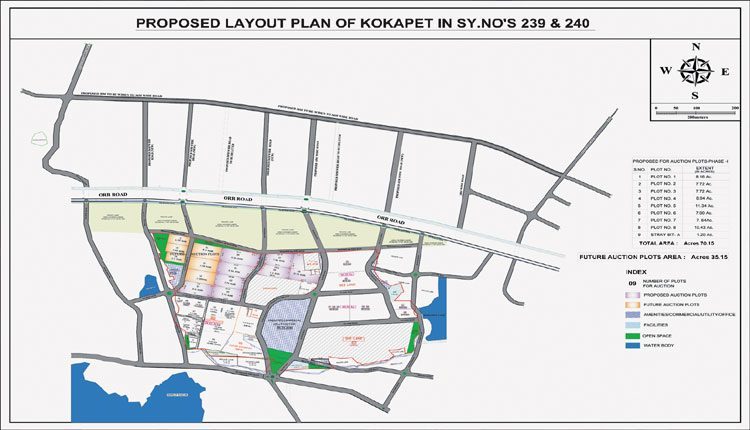 కోకాపేట లో వేలానికి భారీ లేఅవుట్‌