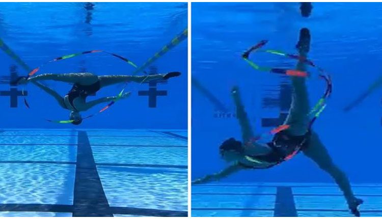 అండర్‌వాటర్‌ రిథమిక్‌ జిమ్నాస్టిక్స్‌తో ఆకట్టుకున్న మహిళ
