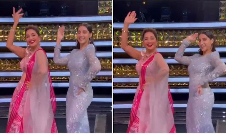 మాధురీ దీక్షిత్‌, నోరా ఫతేహి డ్యాన్స్ వీడియో వైర‌ల్‌