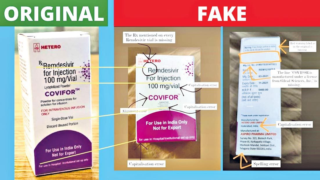 నకిలీ రెమ్‌డెసివిర్‌ను గుర్తించండిలా..