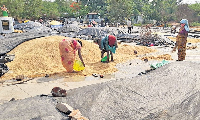 అకాల వర్షం.. తడిసిన ధాన్యం