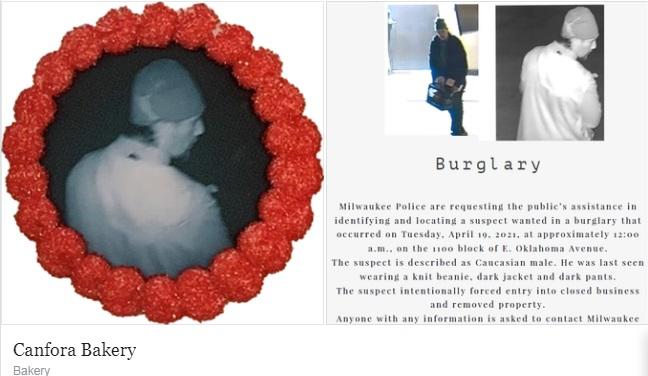 బేకరీని దోచుకున్న దొంగ ఫొటోతో కుకీల పంపిణీ