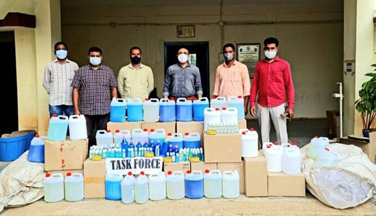 న‌కిలీ శానిటైజ‌ర్ అమ్ముతున్న ఐదుగురు అరెస్టు