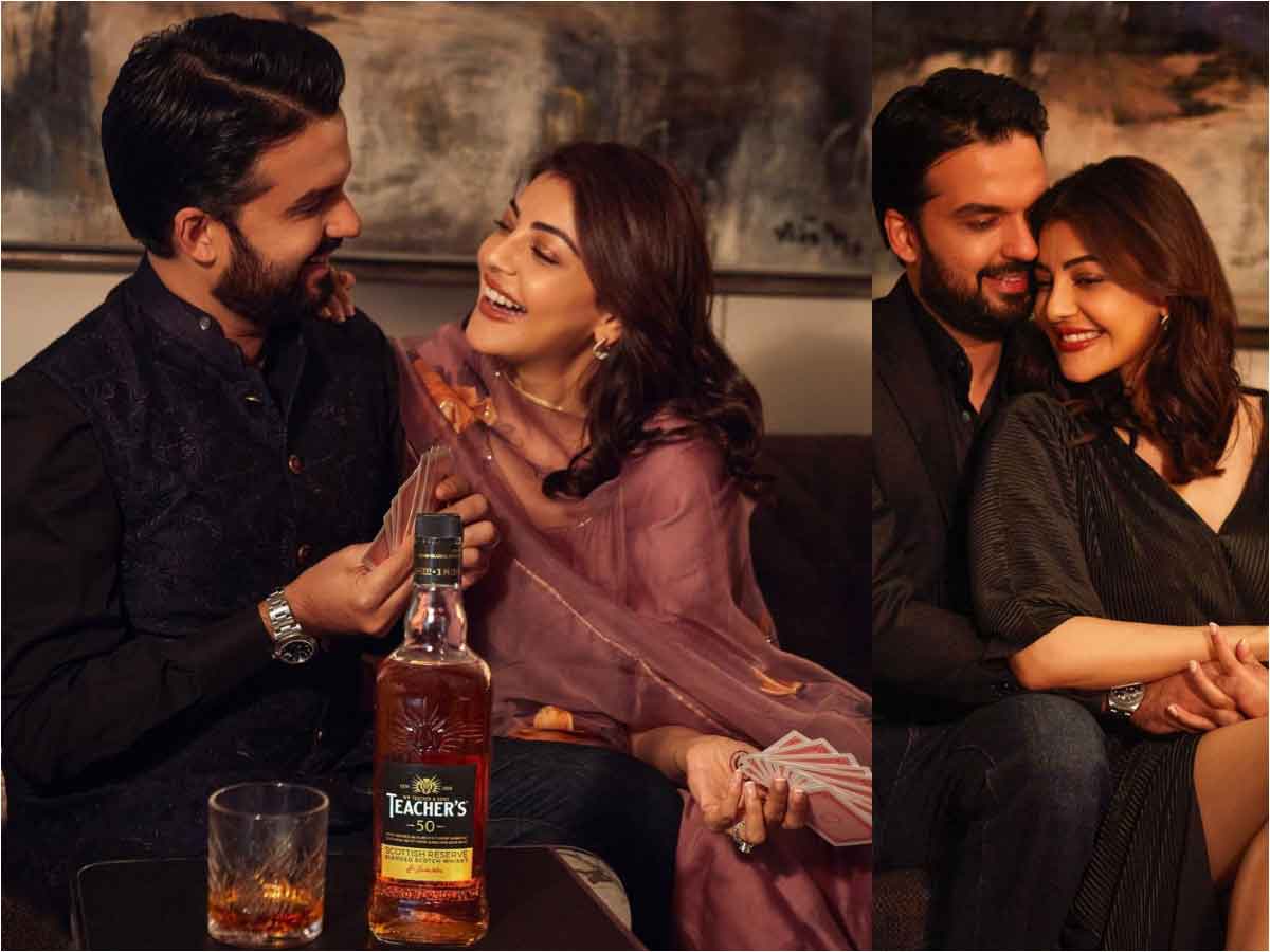 Kajal Agarwal: భర్తతో కలిసి మందు బాటిల్‌ ముందు ఫోజిచ్చిన కాజల్..