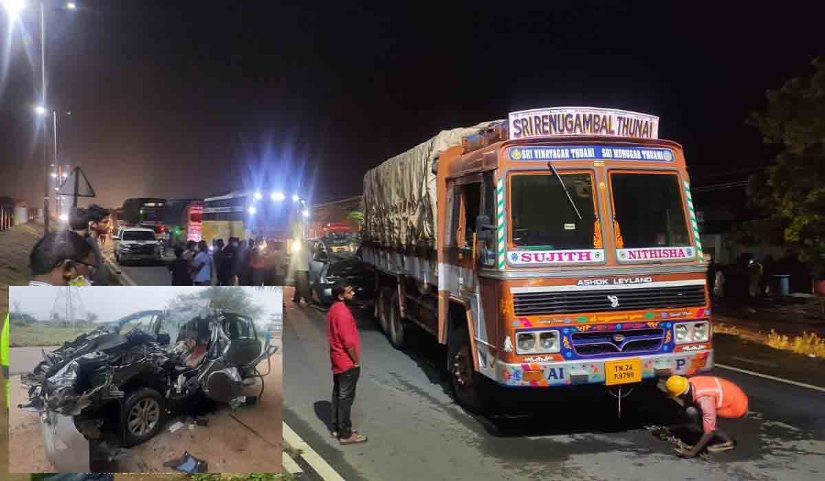 కొత్తకోటలో లారీని ఢీ కొట్టిన కారు.. ఇద్దరు మృతి