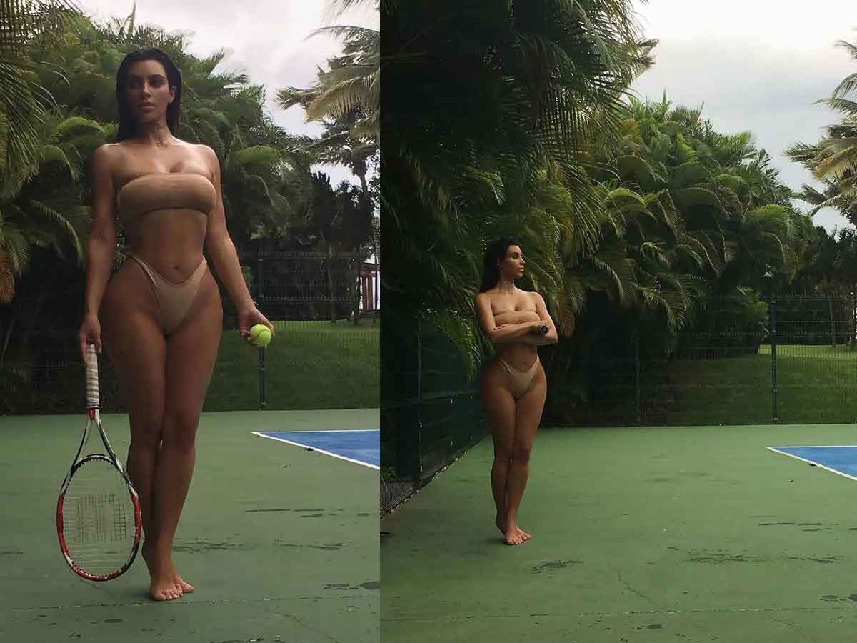 బికినీలో టెన్నిస్ ఆడుతున్న కిమ్