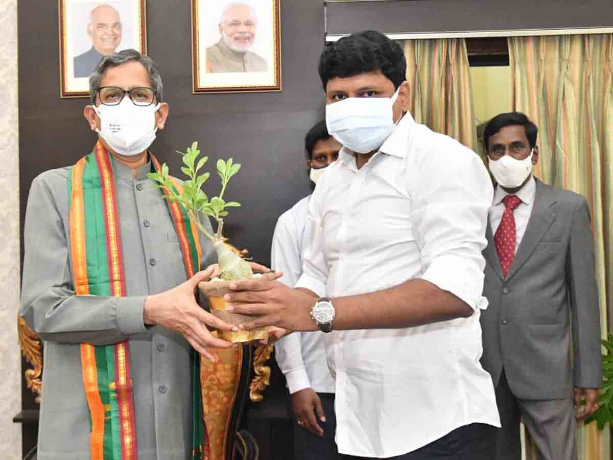 గ్రీన్ ఛాలెంజ్లో పాల్గొని మొక్క నాటిన సీజేఐ ఎన్.వి.రమణ