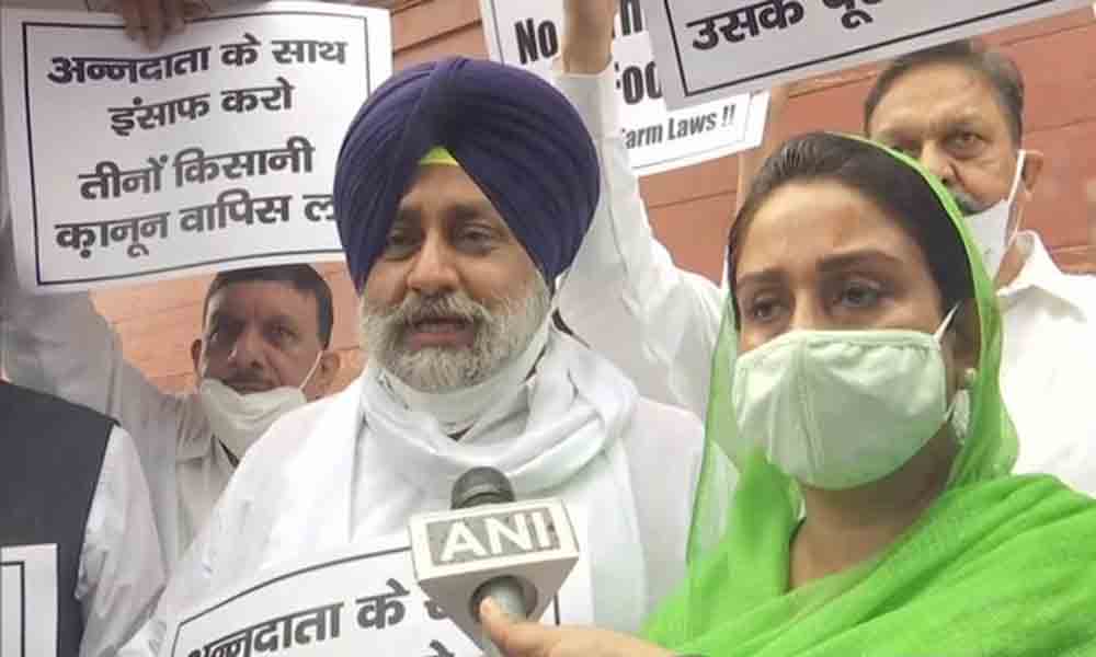 వ్యవసాయ చట్టాలకు వ్యతిరేకంగా అకాలీదళ్‌ నిరసన