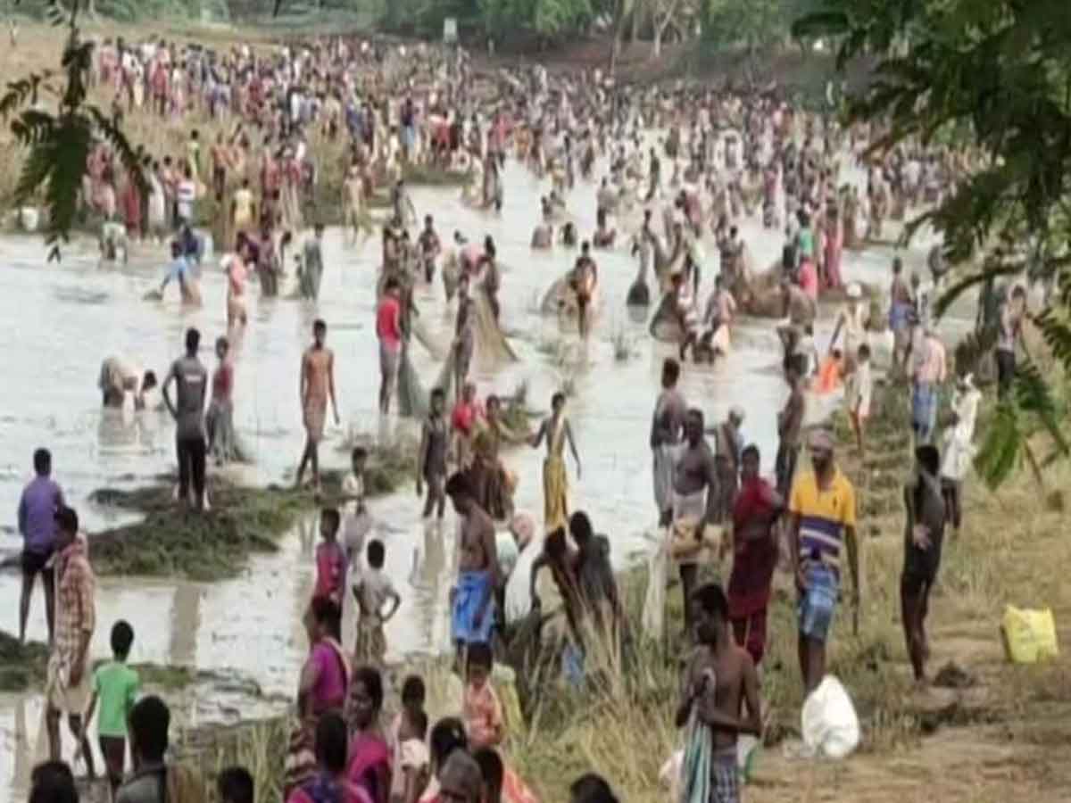 తమిళనాడులో చేపలు పట్టే పండుగ.. కరోనా నిబంధనలు ఉల్లంఘన