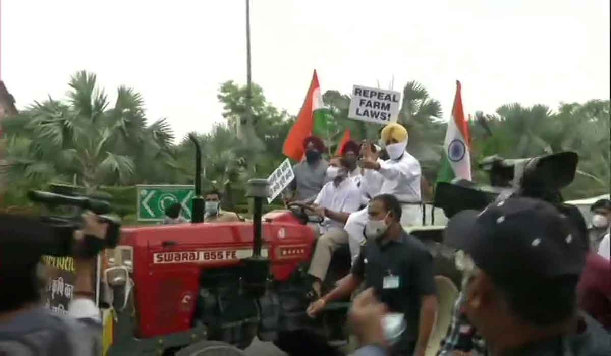 ట్రాక్ట‌ర్ న‌డుపుతూ పార్ల‌మెంట్‌కు రాహుల్ గాంధీ..