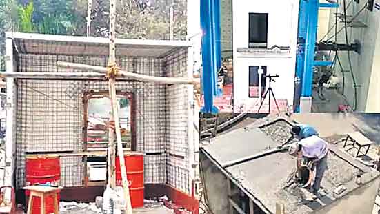 భూకంపాలను తట్టుకొని నిలబడే థర్మాకోల్‌, కాంక్రీట్‌ మిక్సర్‌ గోడలు