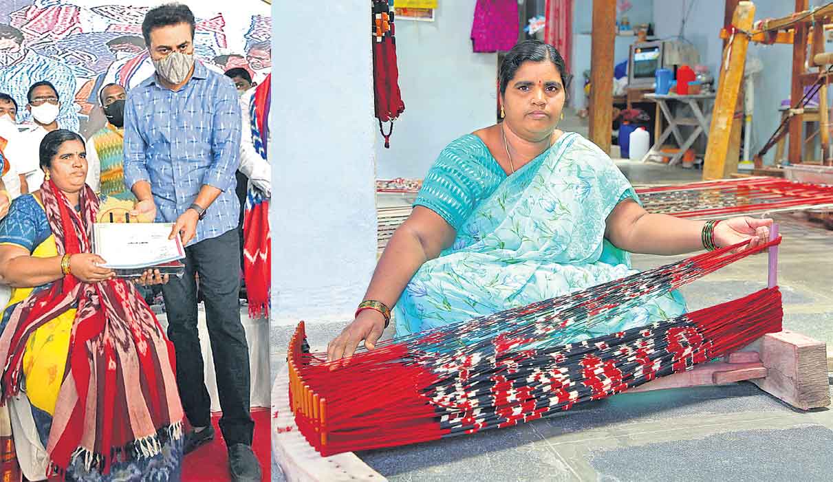 Telia hand looms | గల్ఫ్‌ దేశాల్లో తెలంగాణ ఘనతను చాటుతున్న తేలియా రుమాళ్లు!