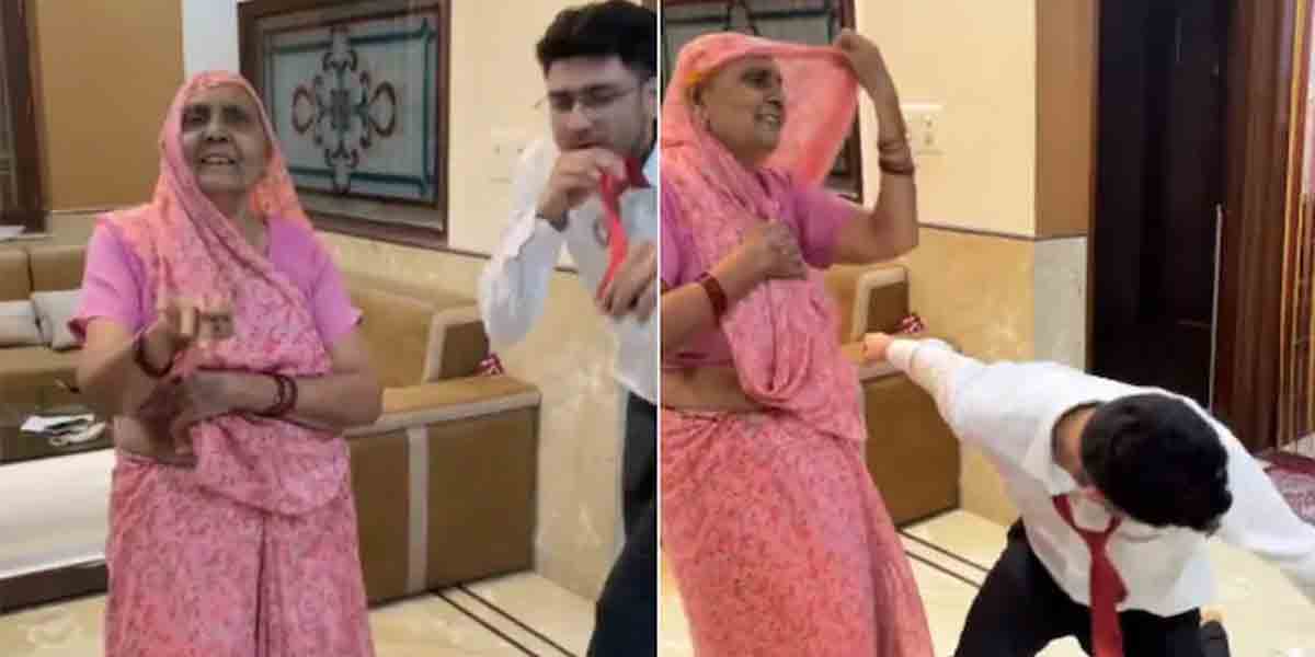 మ‌న‌వ‌డితో క‌లిసి బామ్మ నాగినీ డ్యాన్స్‌.. వైర‌ల్ వీడియో