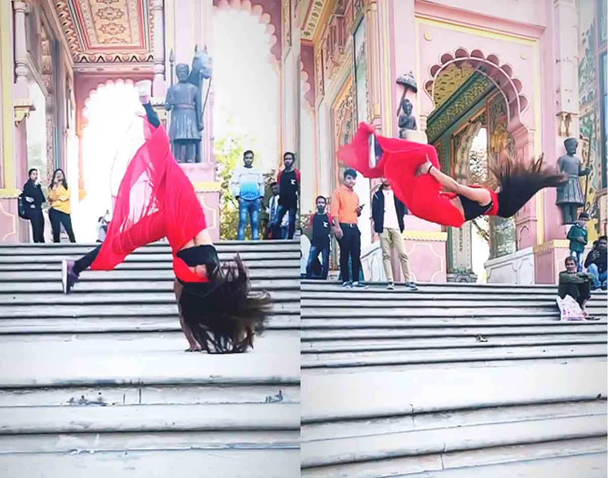 Viral Video : చీర‌క‌ట్టులో యువ‌తి స్టంట్స్‌.. వామ్మో.. ఇదేం విన్యాసం.. మతిపోతుంది