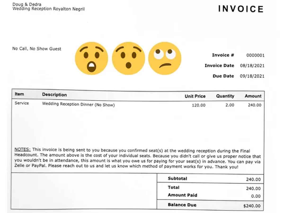 త‌న పెళ్లికి రాలేద‌ని.. ఓ అతిథికి రూ.17 వేల బిల్ పంపించిన న‌వ వ‌ధువు