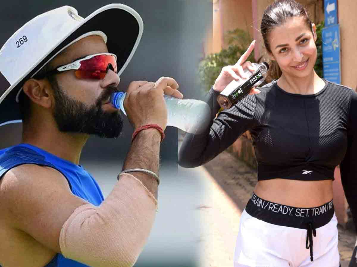 బ్లాక్ వాట‌ర్ తాగుతున్న‌ కోహ్లీ, మ‌లైకా అరోరా.. అస‌లేంటి ఈ నీటి స్పెషాలిటీ..