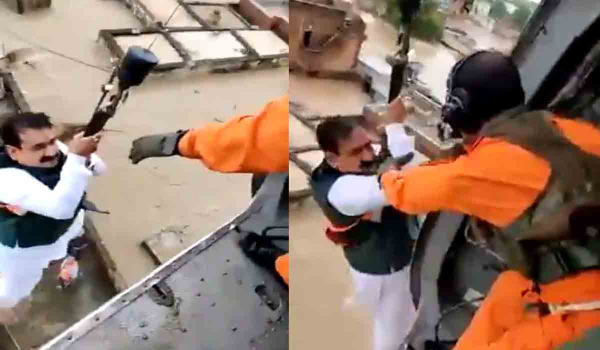 వ‌ర‌ద‌ల్లో మొరాయించిన బోటు.. మంత్రిని కాపాడిన రెస్క్యూ ద‌ళాలు