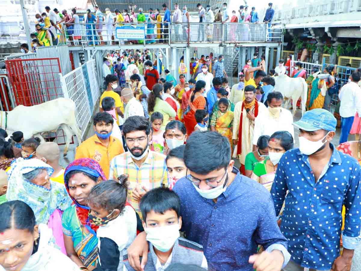 భక్తులతో కిటకిటలాడిన వేములవాడ