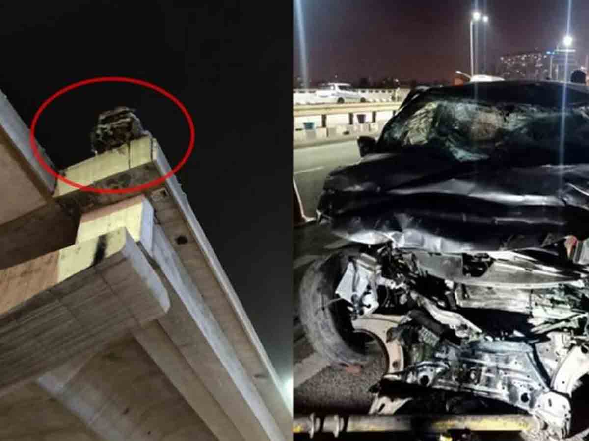దంపతులను ఢీకొట్టిన కారు.. వంతెన పైనుంచి పడి మృతి