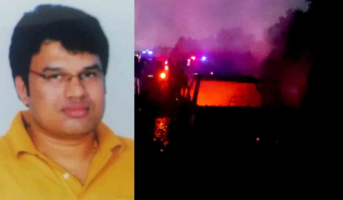 ఓఆర్‌ఆర్‌పై కారులో చెలరేగిన మంటలు.. డాక్టర్‌ సజీవ దహనం