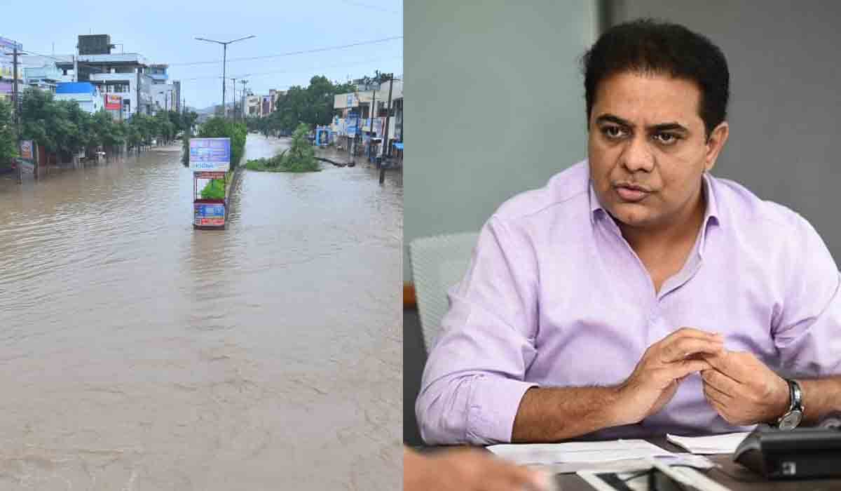సిరిసిల్ల‌లో భారీ వ‌ర్షం.. మంత్రి కేటీఆర్ టెలీకాన్ఫ‌రెన్స్