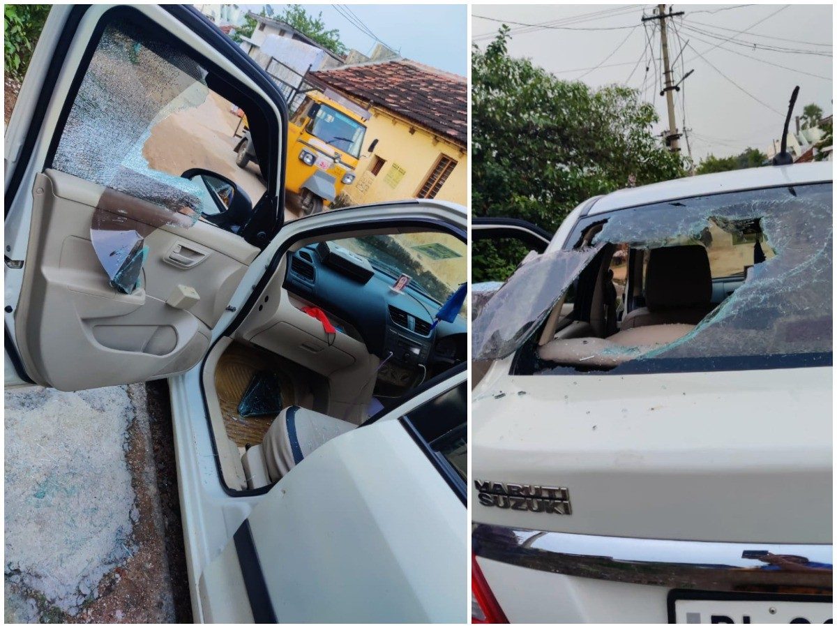 Huzurabad | మహిళపై ఏంటీ దౌర్జన్యం.. టీఆర్ఎస్ సోషల్ మీడియా ఇన్‌చార్జి కారుపై బీజేపీ నేతల దాడి