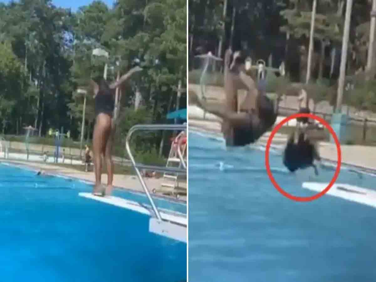 Viral Video: స్విమ్మింగ్‌ కోసం జంప్‌.. ఊడిన మహిళ విగ్‌
