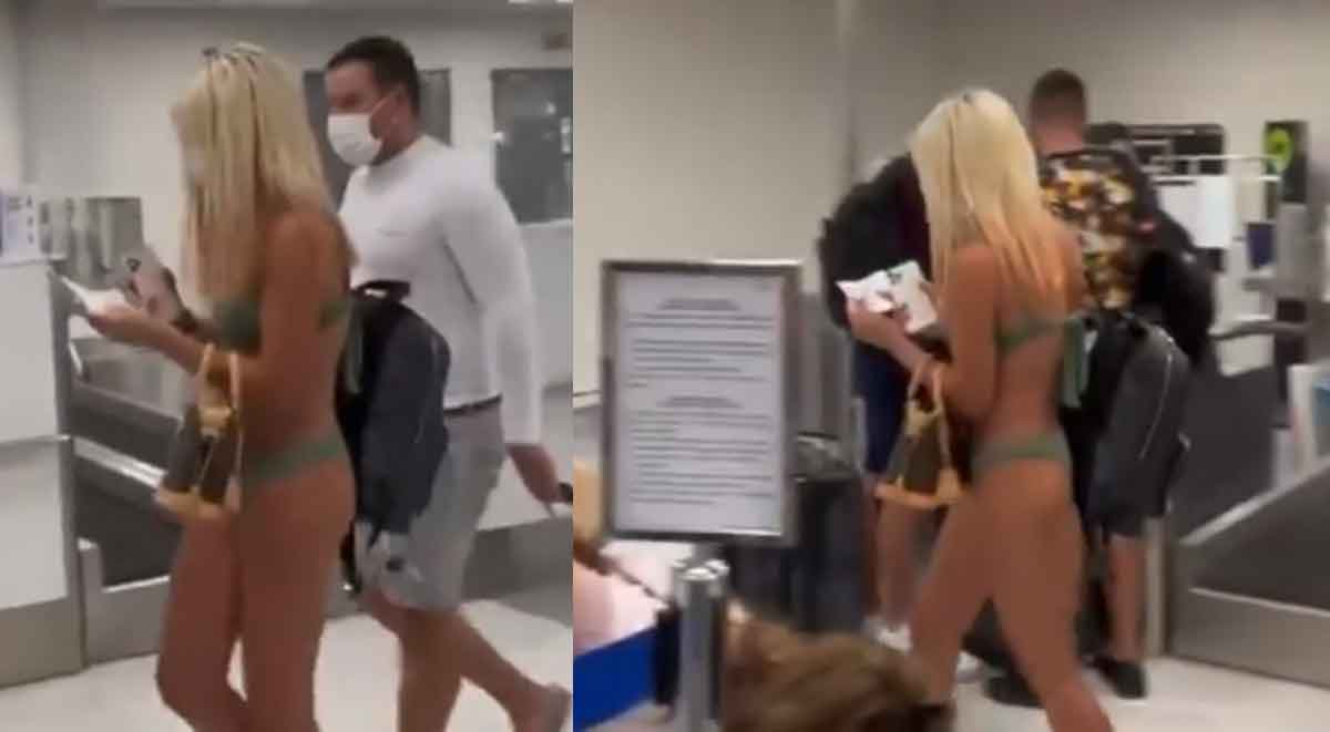 Viral Video : ఫేస్ మాస్క్ పెట్టుకొని బికినీలో యువ‌తి.. ఎయిర్‌పోర్ట్‌లో హ‌ల్‌చ‌ల్‌