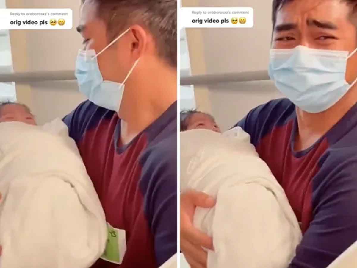 Viral Video : కొడుకు పుట్టిన ఆనందంలో తొలిసారి బాబును ఎత్తుకొని ఈ తండ్రి ఏం చేశాడో చూడండి