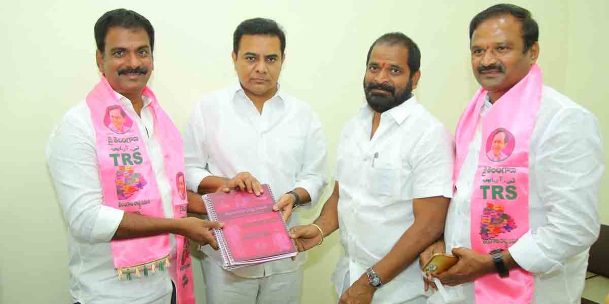 కేటీఆర్‌కు టీఆర్‌ఎస్‌ సభ్యత్వ వివరాలు అందజేసిన ఎమ్మెల్యే మర్రి