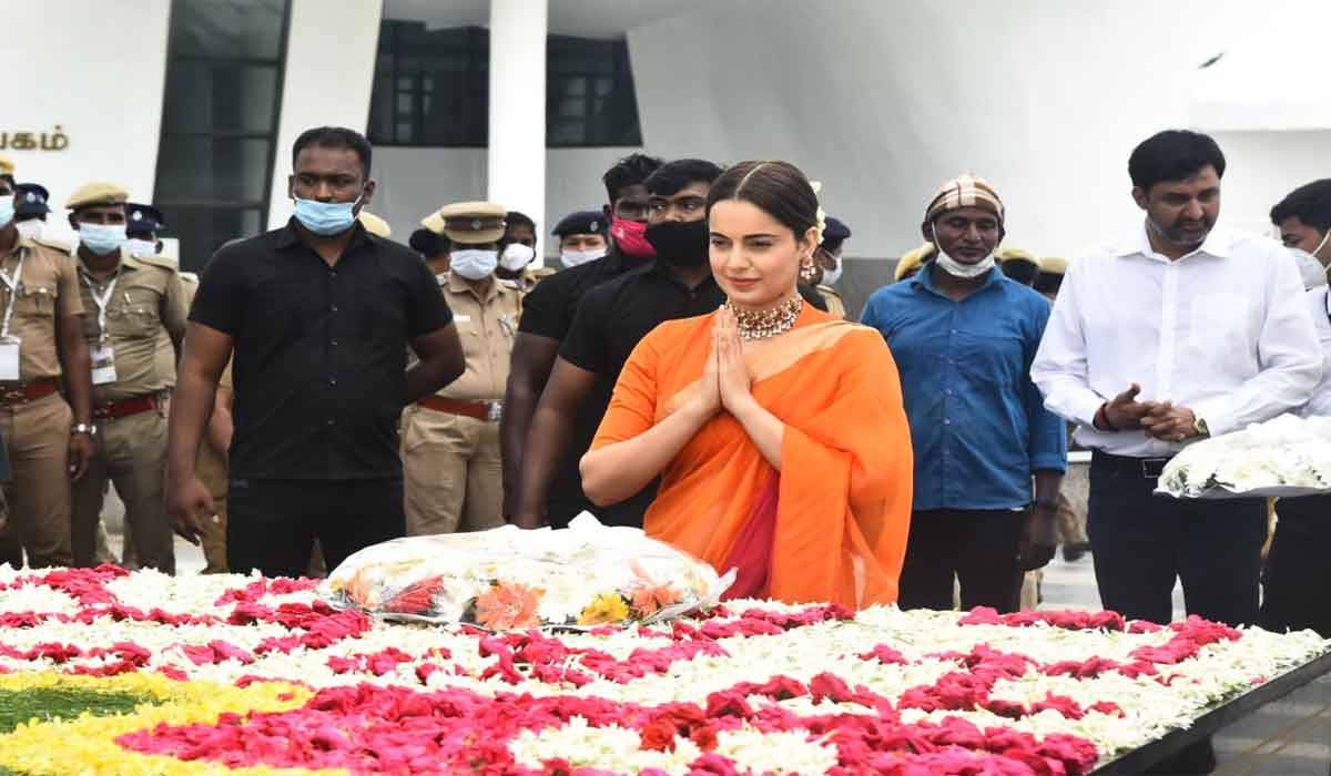 జ‌య‌ల‌లిత స‌మాధి వ‌ద్ద త‌లైవి కంగ‌నా నివాళి..