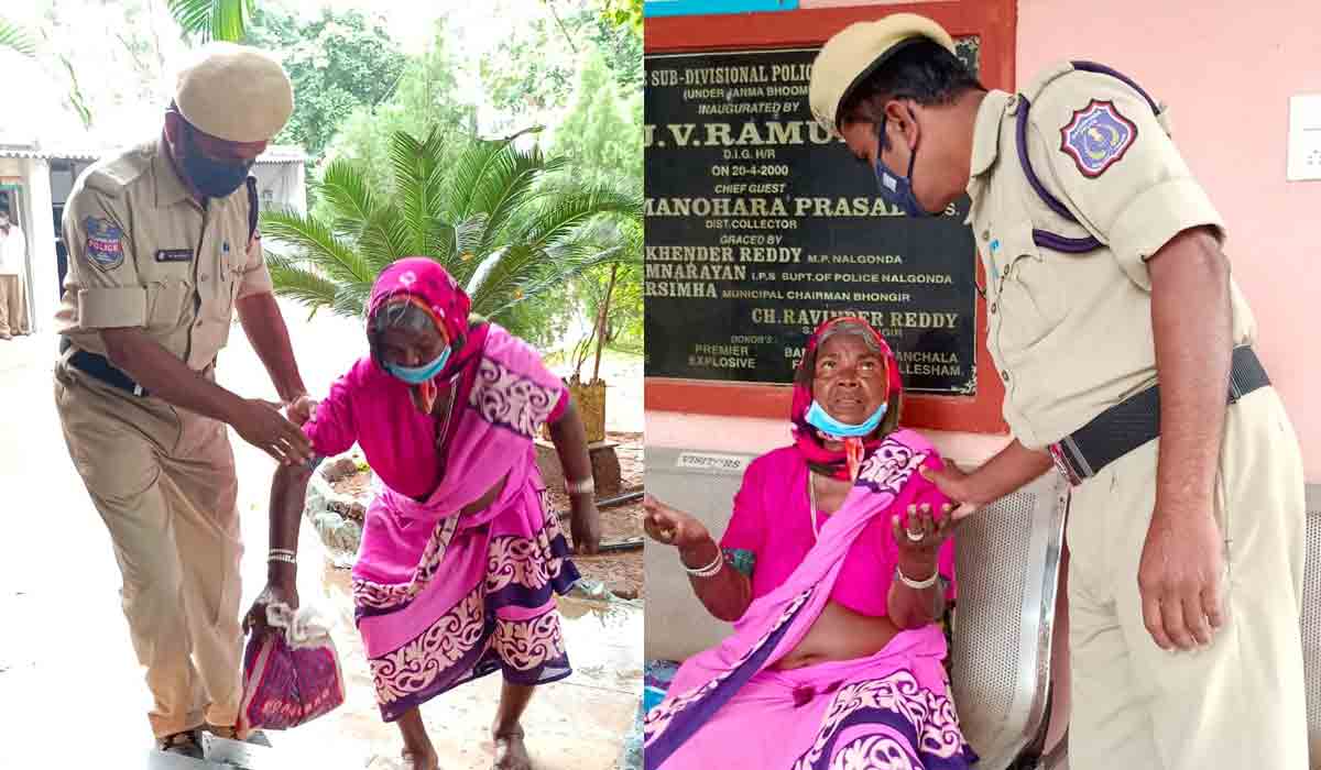 డీసీపీ కార్యాలయ సిబ్బంది ఔదార్యం..వృద్ధురాలికి చేయూత
