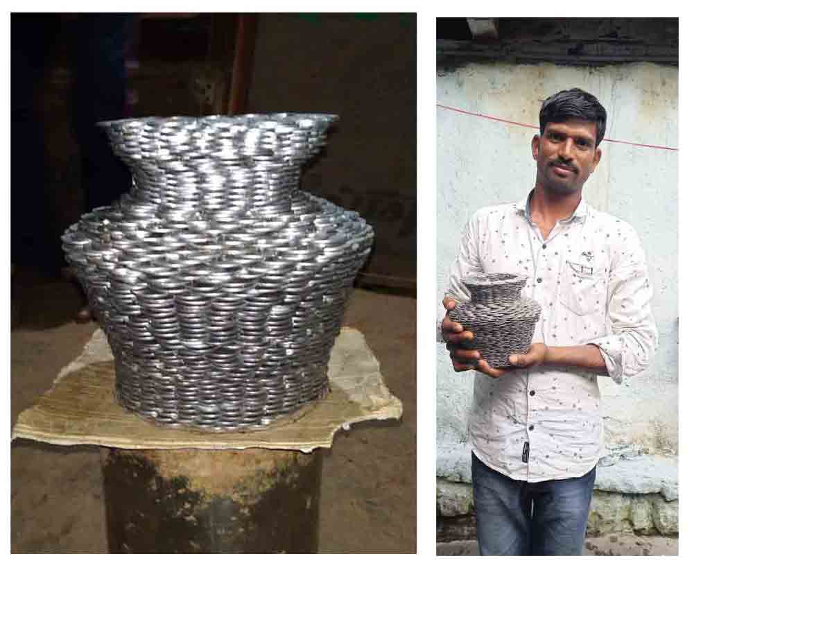 అమ్మవారికి నాణేలతో కలశం తయారీ..