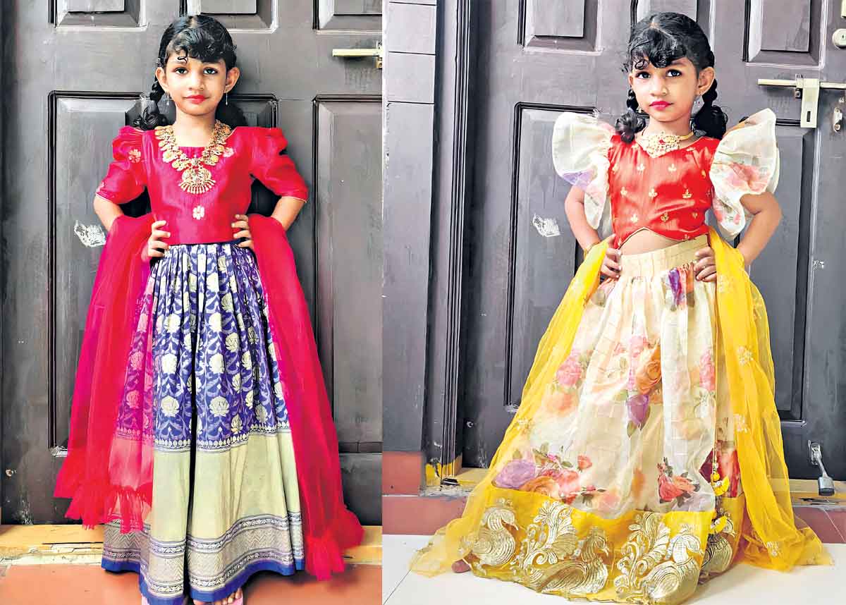 Dasara Special Dresses : పండుగ రోజుల్లో.. పట్టు లంగా..