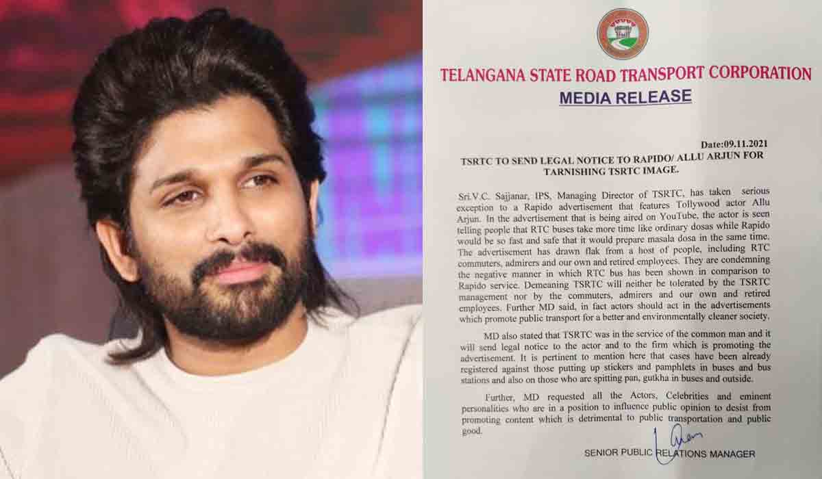 allu arjun | అల్లు అర్జున్‌కు షాకిచ్చిన స‌జ్జ‌నార్‌.. లీగ‌ల్ నోటీసులు పంపిన ఆర్టీసీ