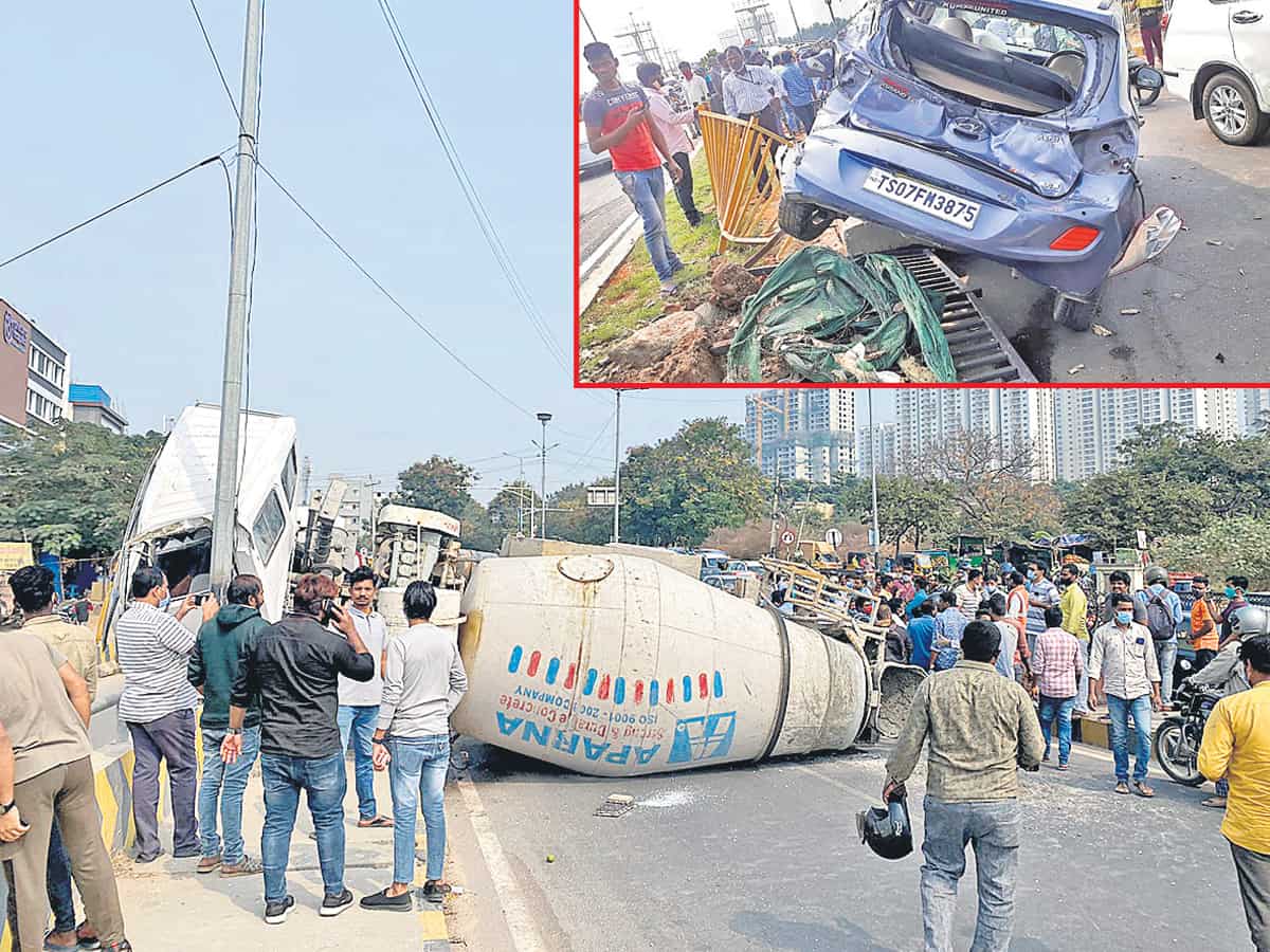 KPHB accident | బ్రేక్లు ఫెయిలై .. బీభత్సం..
