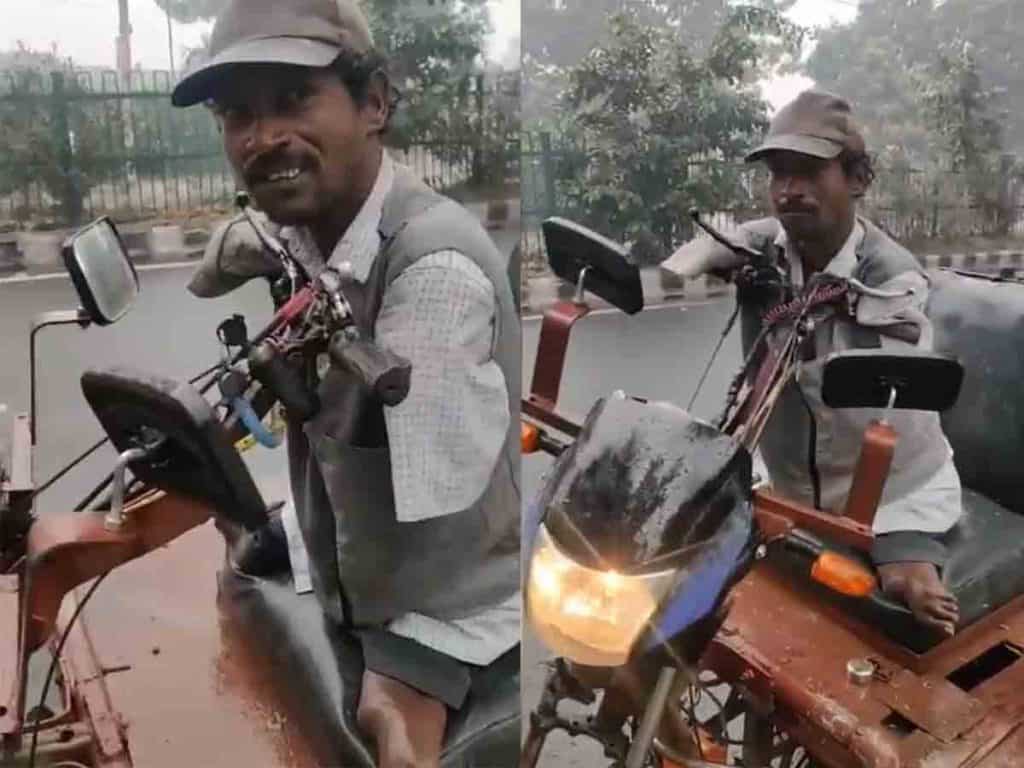 anand mahindra offers job to a man who has no limbs in delhi