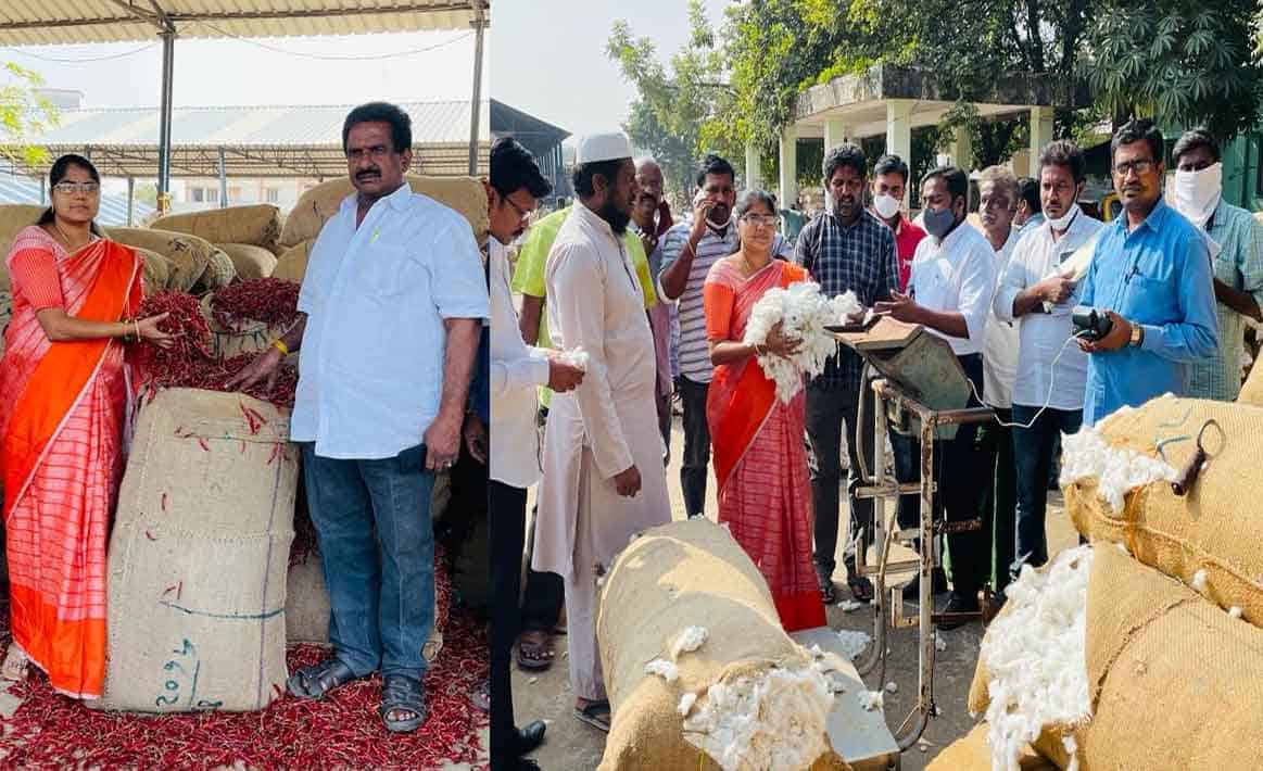 Record price | ఖమ్మంలో రికార్డు స్థాయిలో ధర పలికిన పత్తి, మిర్చీ..