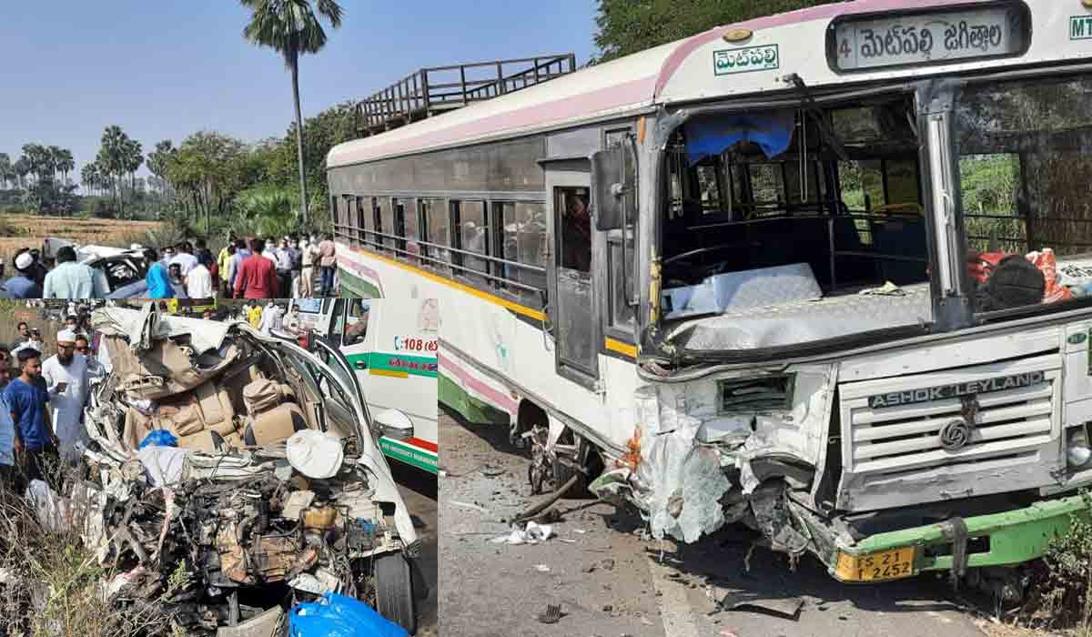 కోరుట్లలో ఆర్టీసీ బస్సు, కారు ఢీ.. ఇద్దరు మృతి