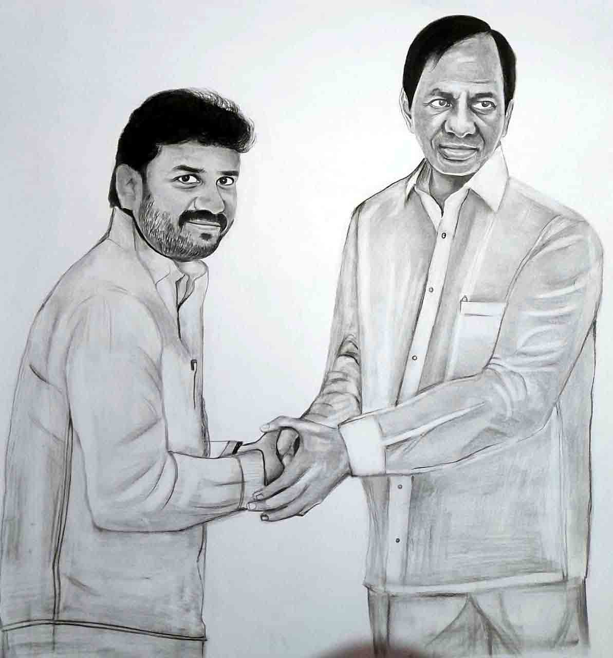 Vikarabad : ఎమ్మెల్యే చిత్రపటం గీసి అభిమానం చాటుకున్నఅన్నదమ్ములు