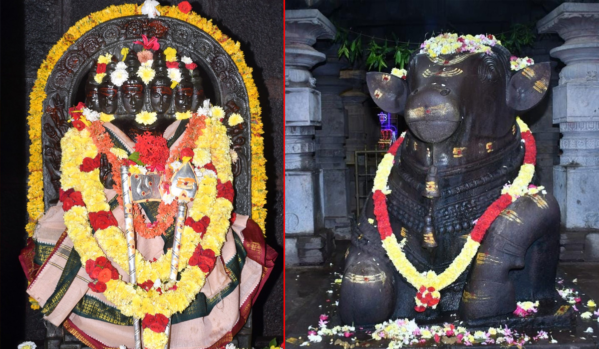 Srisailam | శ్రీశైల నందీశునికి పంచామృతాభిషేకాలు