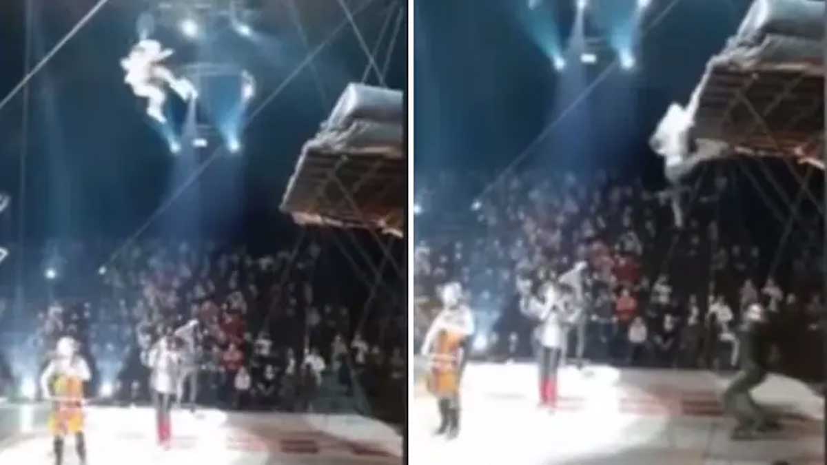 స‌ర్క‌స్ ఫీట్‌ చేయ‌బోయి 20 ఫీట్ల ఎత్తు నుంచి కింద‌ప‌డిపోయిన స్టంట్‌మ్యాన్: వైర‌ల్ వీడియో