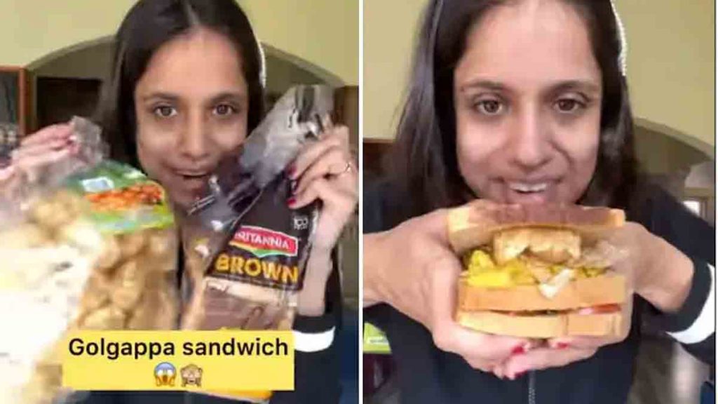 food blogger makes sandwich with golgappa video viral