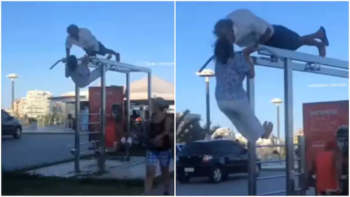 ఎక్స‌ర్‌సైజ్‌ చేస్తూ లిప్ కిస్.. ఓ జంట చిలిపి చేష్ట‌ల వీడియో వైర‌ల్‌