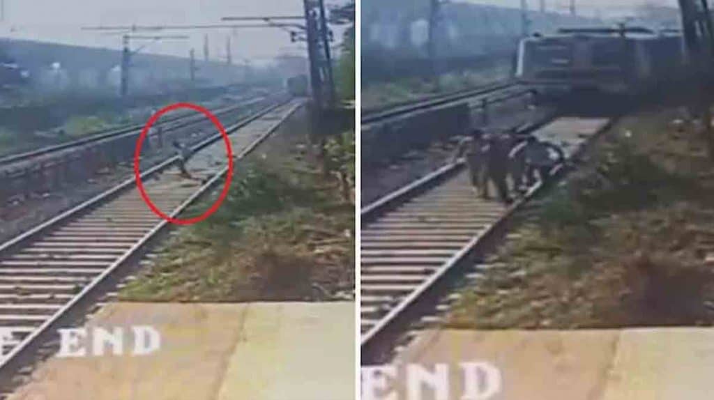 man suicide failed after train stops near man video viral
