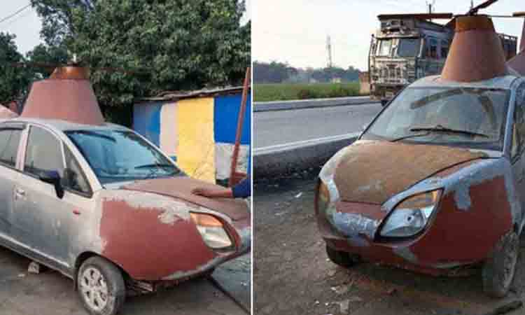 కారునే హెలికాప్టర్‌గా మార్చేశాడు